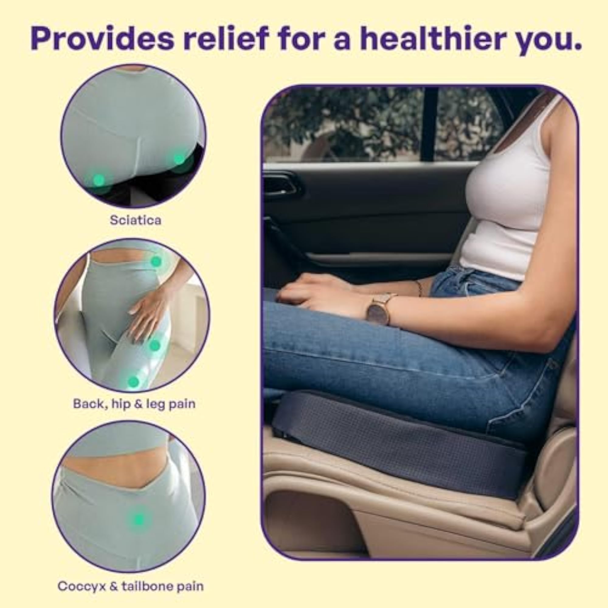 Memory Foam Coccyx Seat Cushion for Tailbone Pain Relief